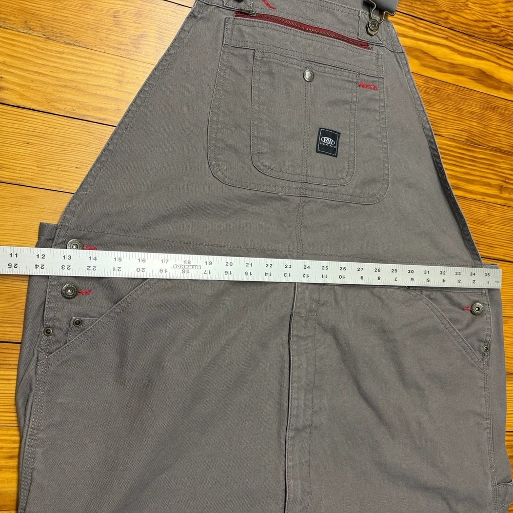 RW Rugged Wear XL Men's Double Knee Duck Canvas Bib Overall Gray Relaxed Fit - Picture 4 of 9